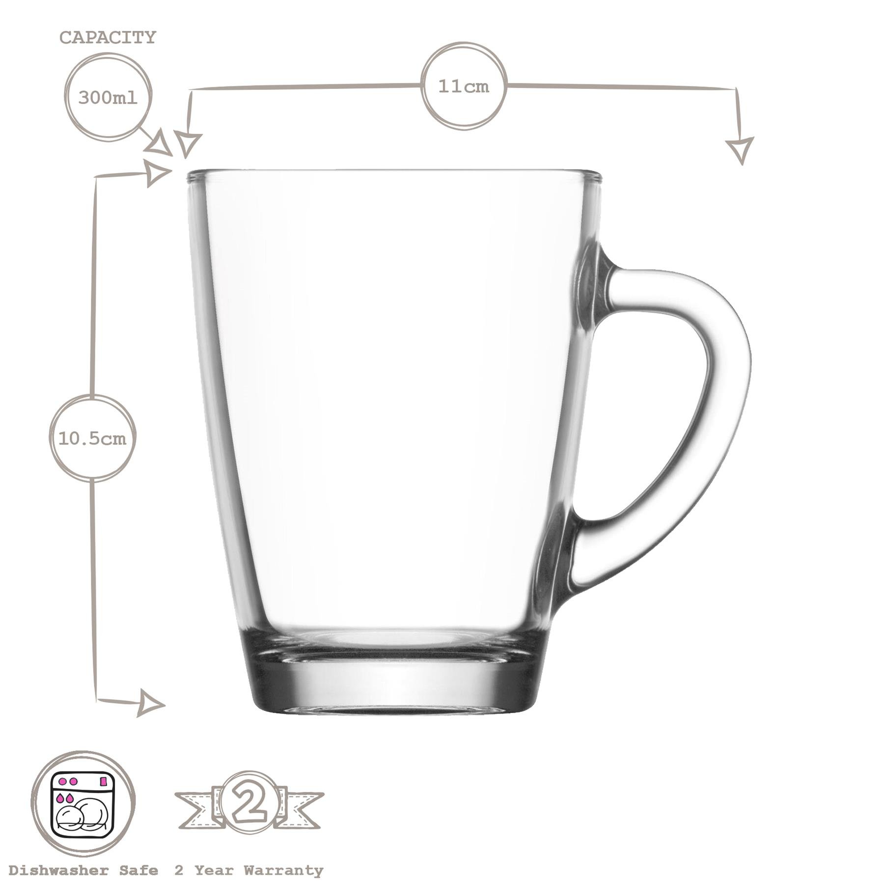 LAV Vega Glass Coffee Mugs - 300ml - Clear - Pack of 12 - Image 3