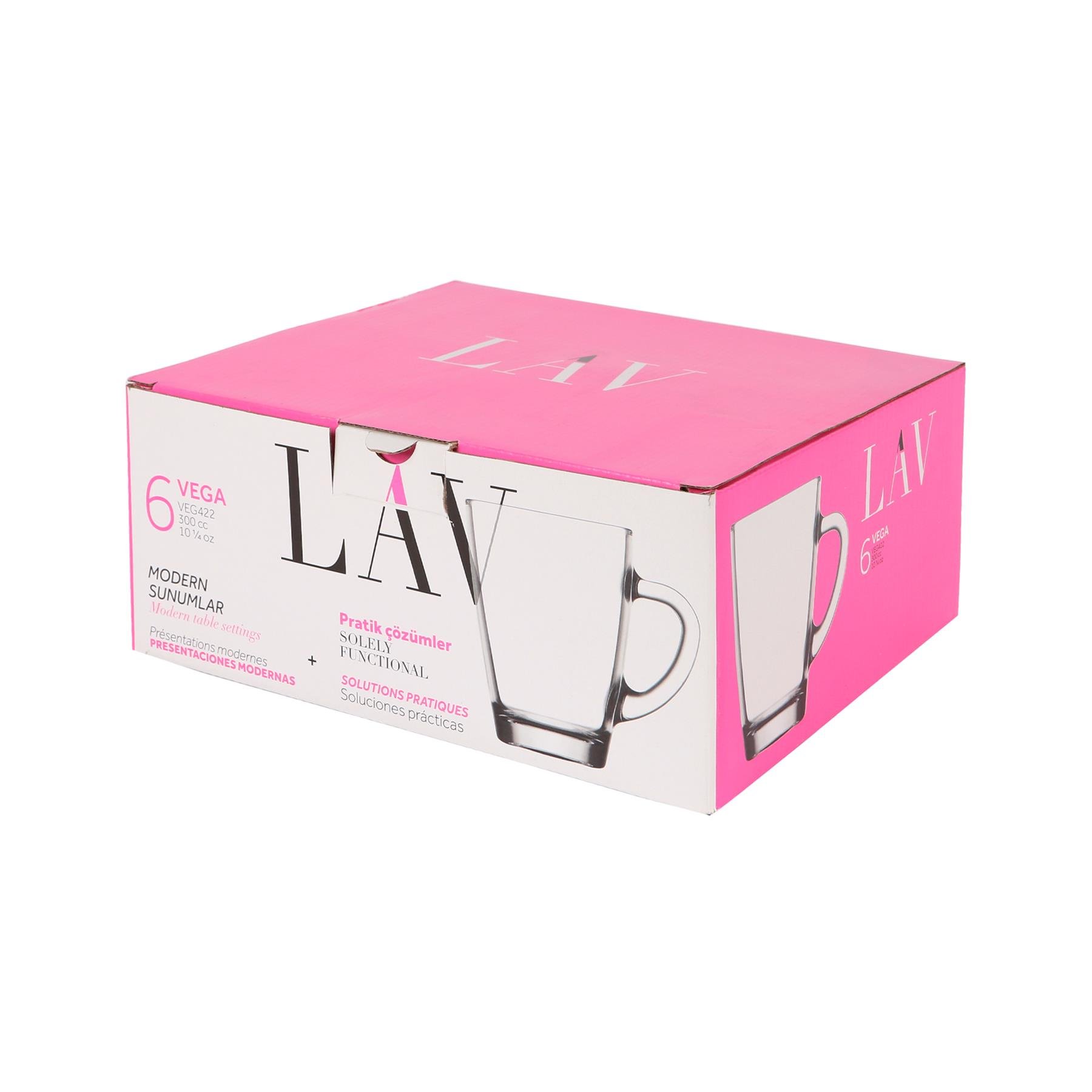 LAV Vega Glass Coffee Mugs - 300ml - Clear - Pack of 12 - Image 6
