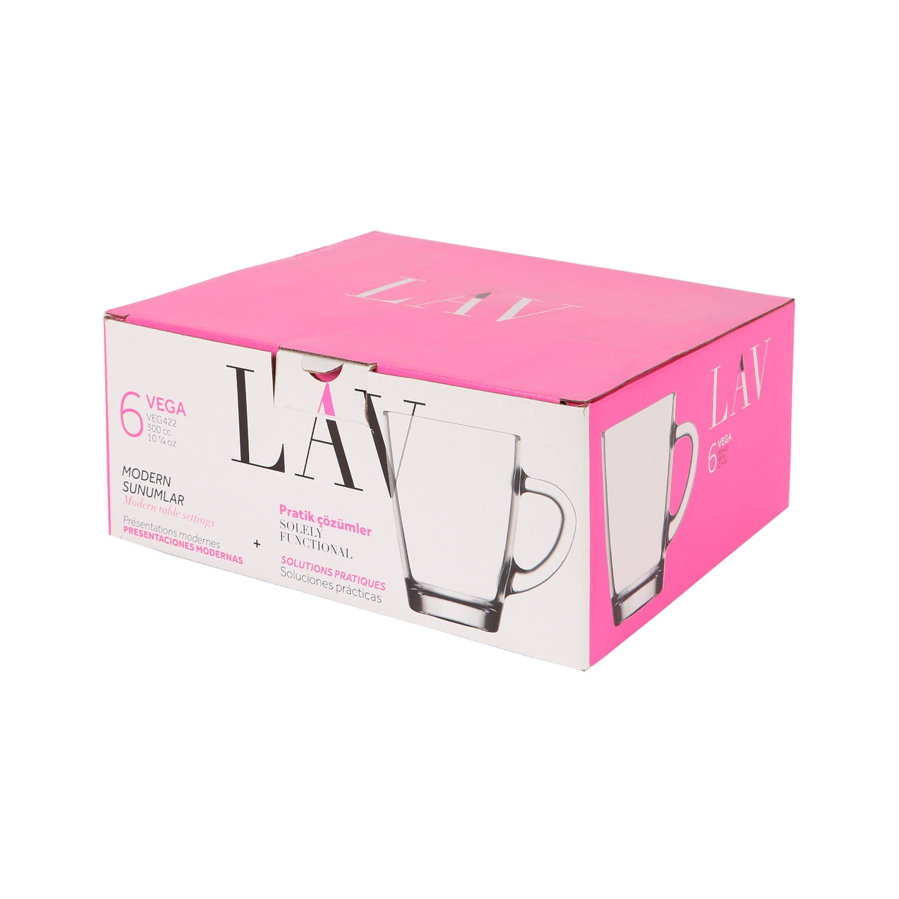 LAV Vega Glass Coffee Mugs - 300ml - Clear - Pack of 12 - Image 6