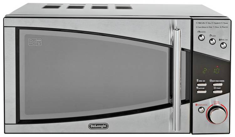 De Longhi 800W Standard Microwave Stylish Door P80T5A Black And Silver