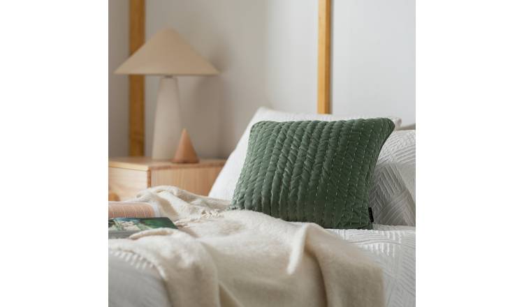 Habitat Textured Stitch Cushion - Green - 43x43cm