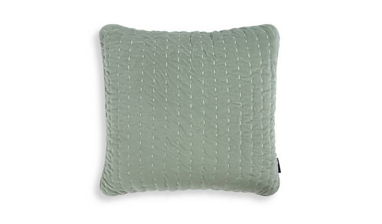Habitat Textured Stitch Cushion - Green - 43x43cm
