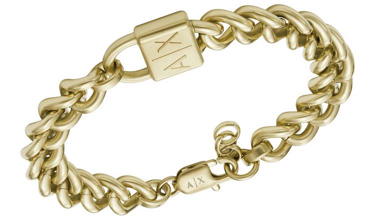 Buy Armani Exchange Gold Tone Stainless Steel Chain Bracelet