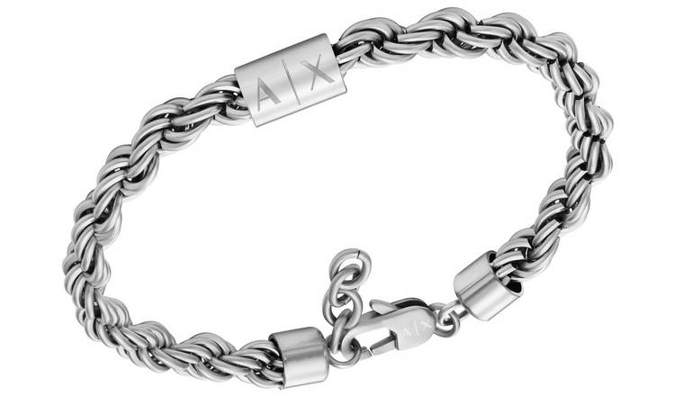 Armani Exchange Men's Silver Stainless Steel Chain Bracelet