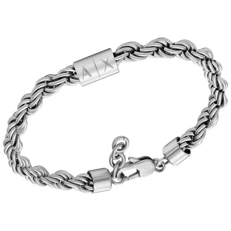Armani Exchange Men's Silver Stainless Steel Chain Bracelet 0