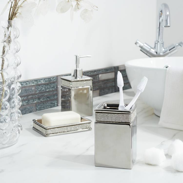 Argos Home Sparkle Ceramic Tumbler - Silver 0