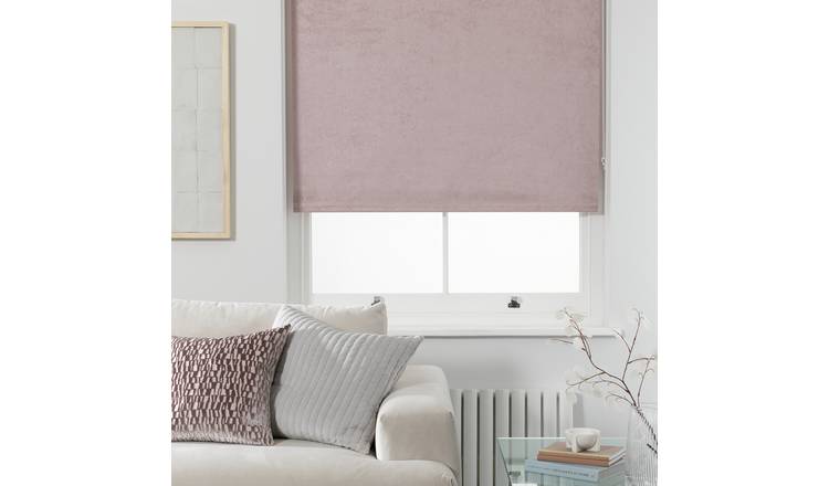 Argos Home Crushed Velvet Blackout Roller Blind - Blush Pink