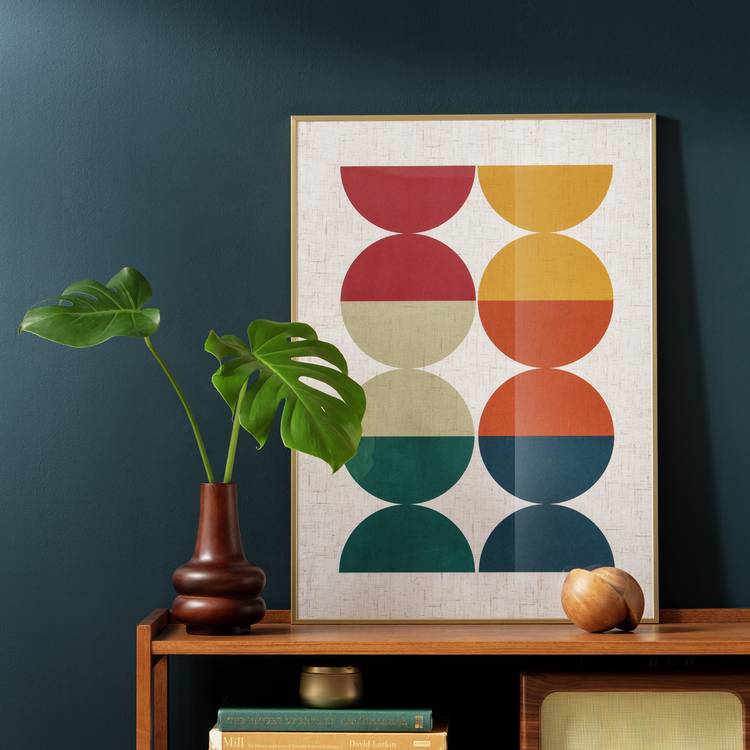 Habitat Geometric Framed Wall Art - Muticoloured - 50x70cm 0