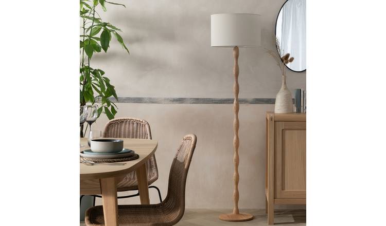 Habitat Bobbin Ash Wood Stick Floor Lamp - Natural