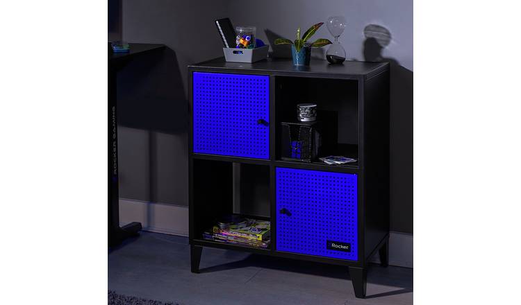 X Rocker Mesh-Tek Square 4 Cube Storage Unit- Blue and Black