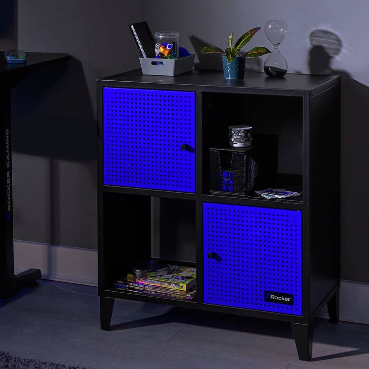 X Rocker Mesh-Tek Square 4 Cube Storage Unit- Blue and Black 0