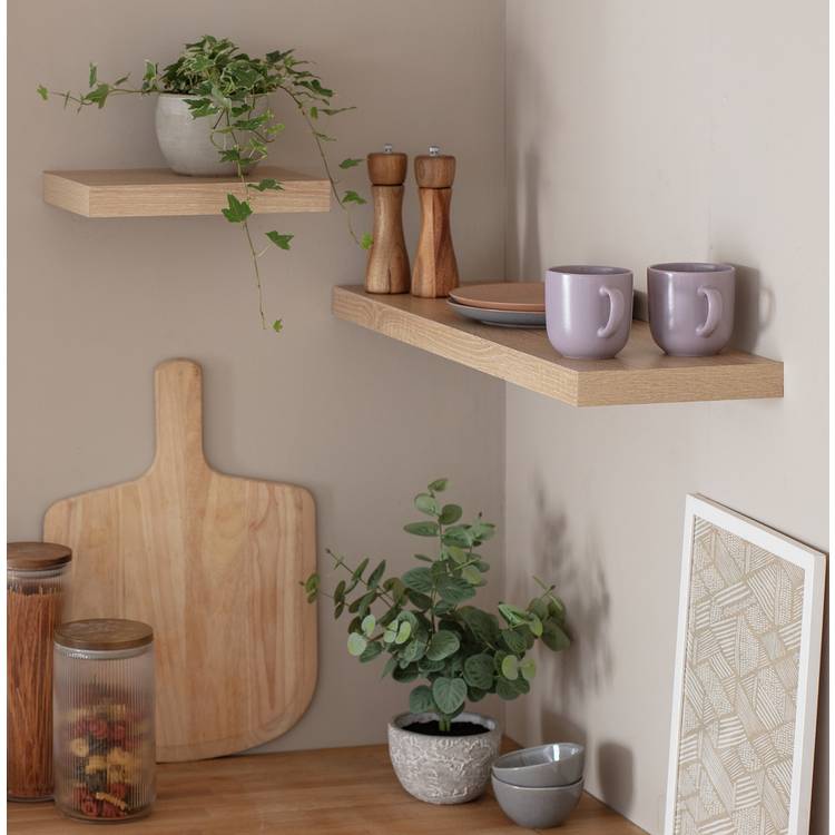 Habitat Jak 30cm Floating Shelf - Light Oak 0