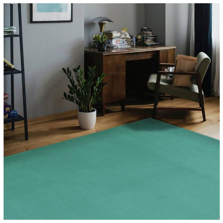 Homemaker Adorn Plain Teal Cut Pile Rug - 150x80cm 0
