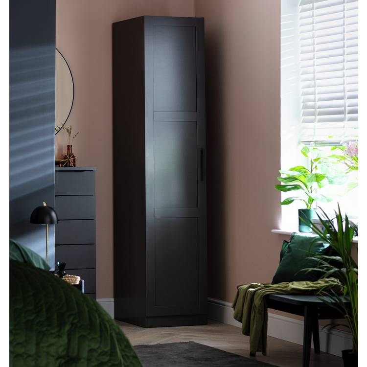 Habitat Munich Panelled 1 Door Wardrobe - Anthracite 0