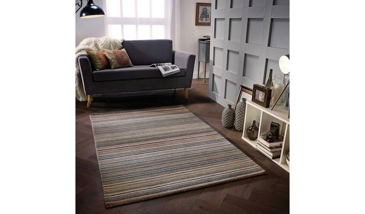 Homemaker Connor Skinny Stripe Natural Wool Cut Pile Rug