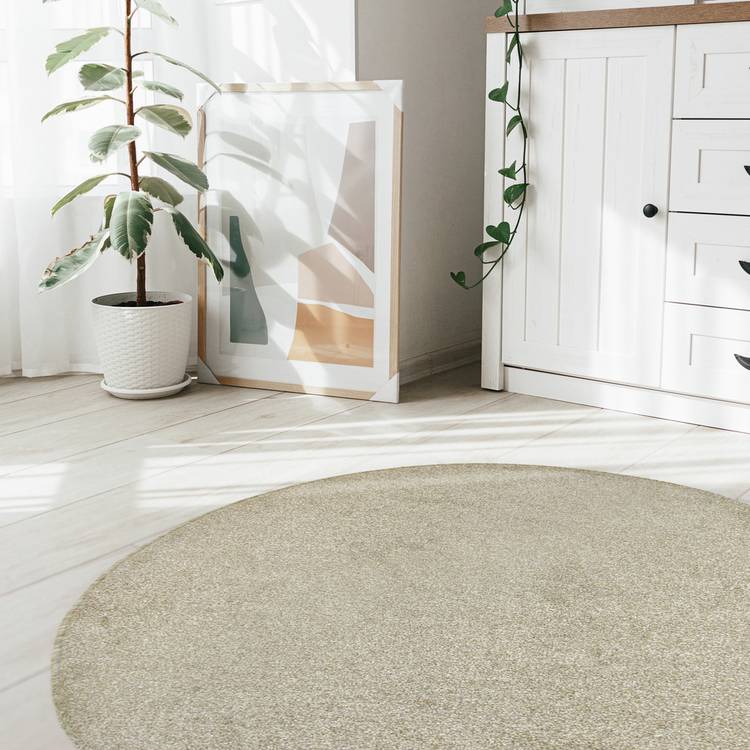Homemaker Relay Plain Natural Round Rug - 133cm 0