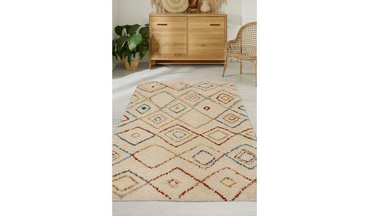 Homemaker Noble Diamond Natural Shaggy Rug - 160x230cm