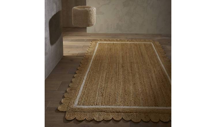 Homemaker Scallop Edge Natural Jute Flatweave Rug -230x160cm