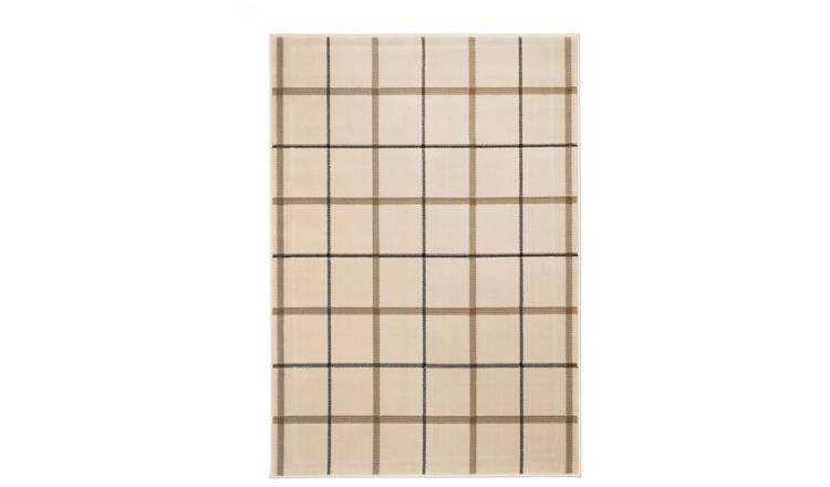 Homemaker Maestro Check Natural Cut Pile Rug - 160x120cm
