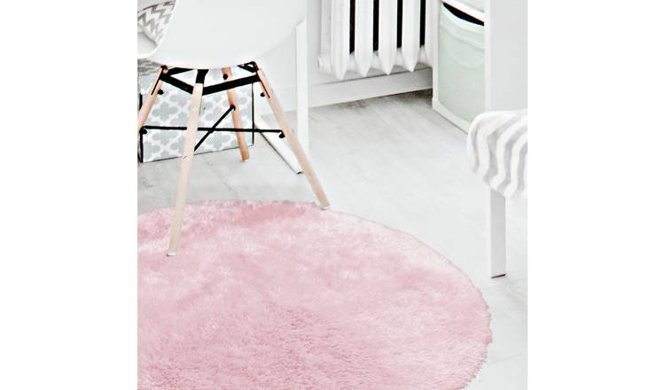 Homemaker Soft Washable Round Pink Shaggy Rug - 100cm