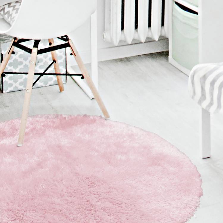 Homemaker Soft Washable Round Pink Shaggy Rug - 100cm 0