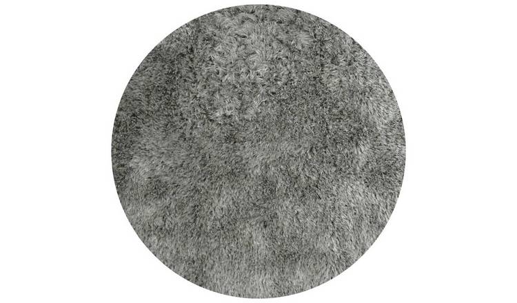 Homemaker Soft Washable Round Grey Shaggy Rug - 100cm