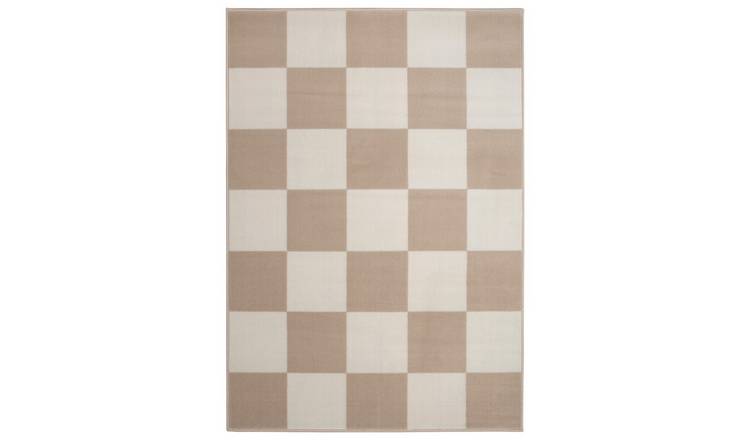 Homemaker Maestro Checkerboard Natural Cut Pile Rug-150x80cm