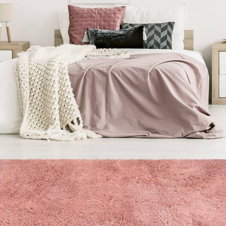 Homemaker Soft Washable Pink Shaggy Rug - 200x140cm 0