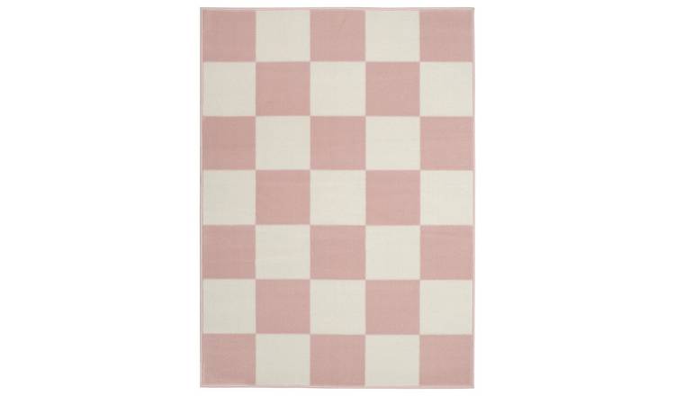 Homemaker Maestro Checkerboard Pink Cut Pile Rug - 120x160cm