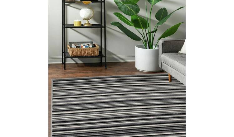 Homemaker Maestro Skinny Stripe Grey Cut Pile Rug -160x120cm