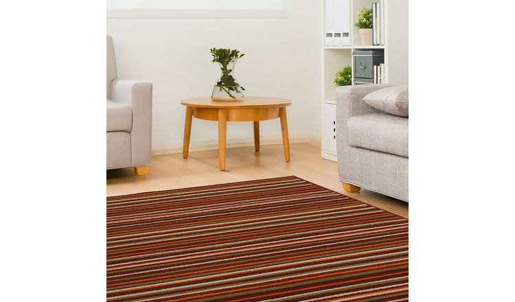 Homemaker Maestro Skinny Stripe Red Cut Pile Rug - 230x160cm