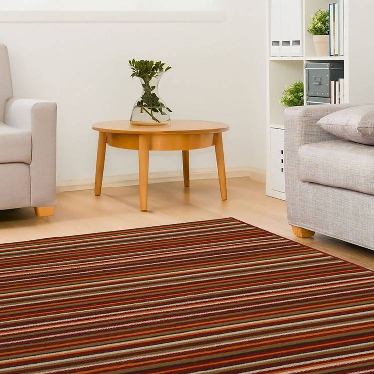 Homemaker Maestro Skinny Stripe Red Cut Pile Rug - 230x160cm 0