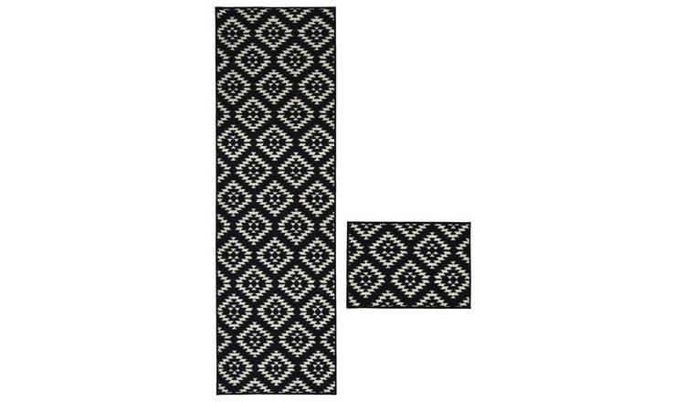 Homemaker Geo Washable Mat & Runner Set - Black