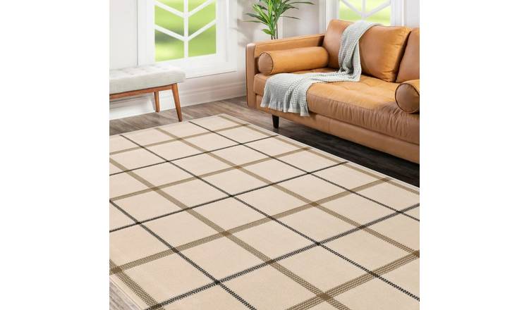 Homemaker Maestro Check Rug - 200x290cm - Natural