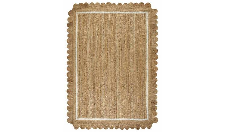 Homemaker Scallop Edge Natural Jute Flatweave Rug -170x120cm