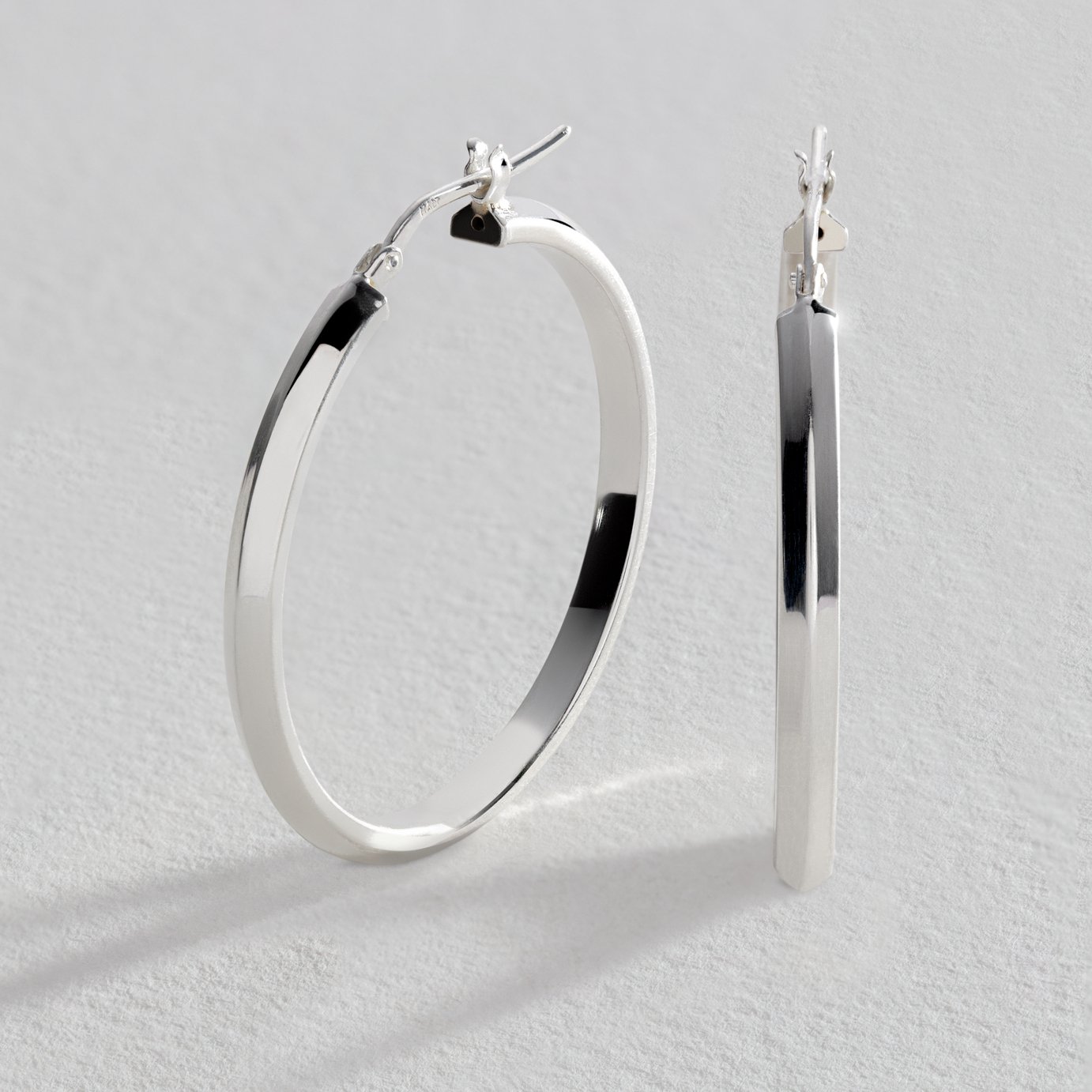 Revere Sterling Silver Triangular Edge Hoop Earrings