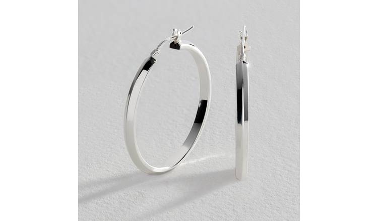 White gold hoop hot sale earrings argos