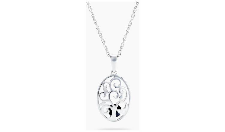 Revere 0.3CT Sterling Silver Caged Heart Family Tree Pendant