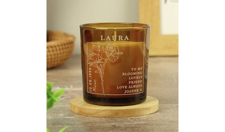 Personalised Message June Birth Flower Candle - Vanilla