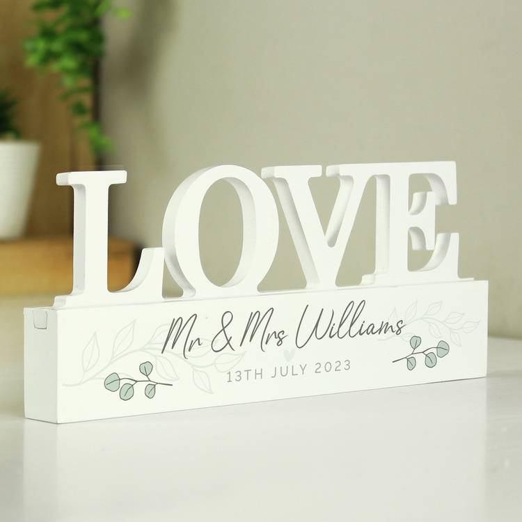 Personalised Message Botanical Wooden Love Ornament 0