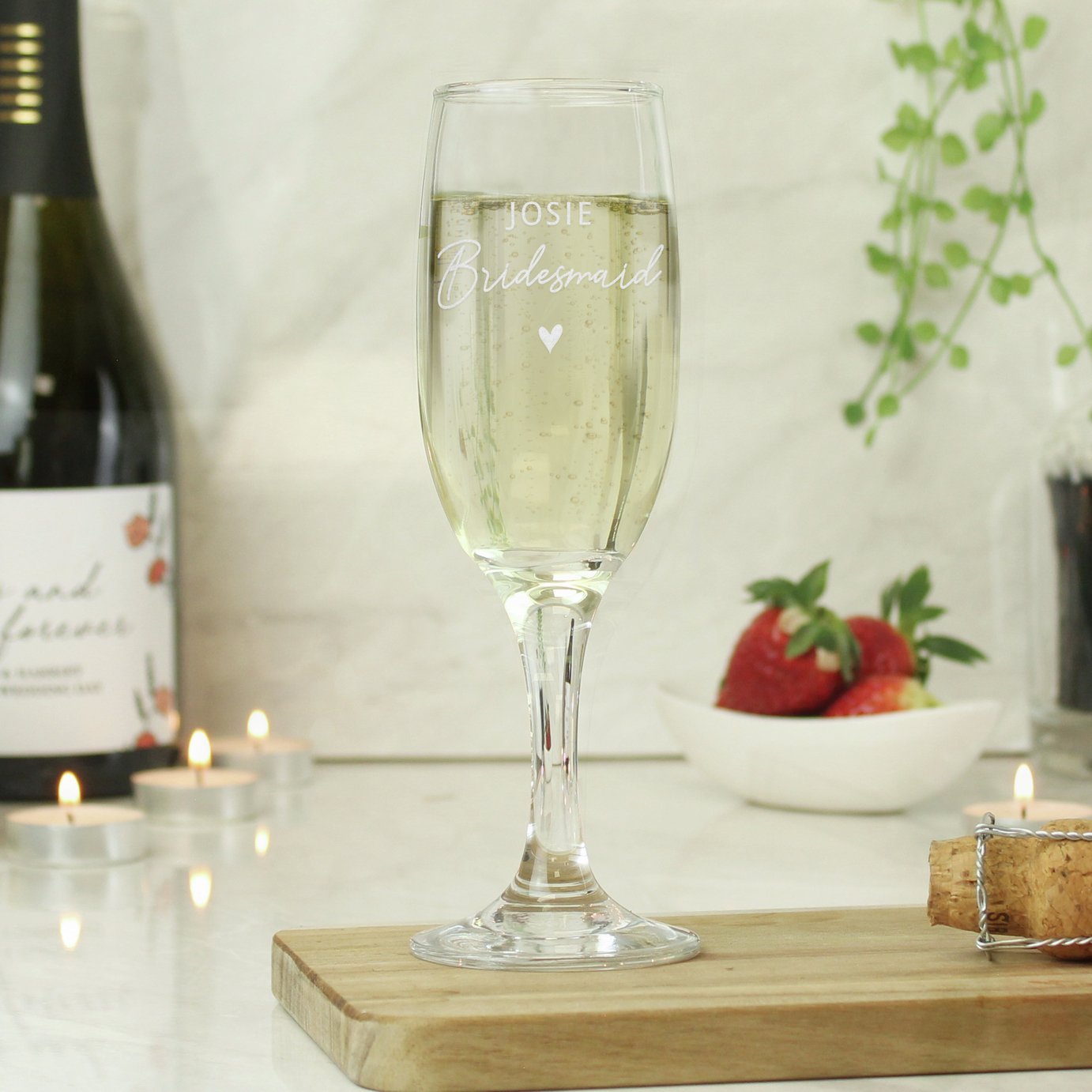 Personalised Message Bridesmaid Flute Glass