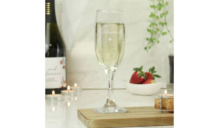 Personalised Message Bridesmaid Flute Glass