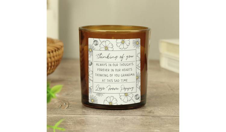 Personalised Message Floral Amber Glass Candle - Vanilla