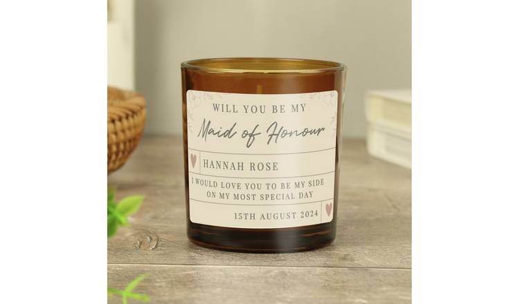 Personalised Message Wedding Party Glass Candle - Vanilla