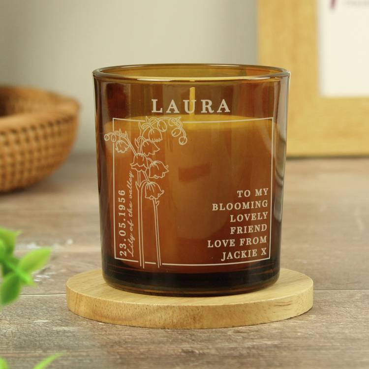 Personalised Message May Birth Flower Candle - Vanilla 0