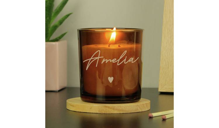 Personalised Message Amber Glass Candle - Vanilla