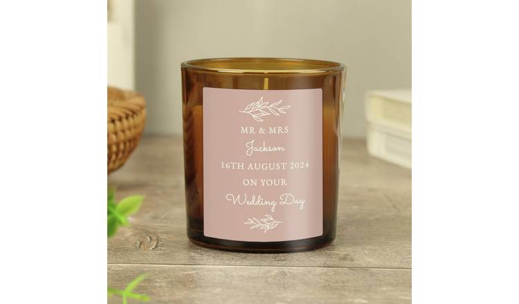 Personalised Message Pink Label Glass Candle - Vanilla