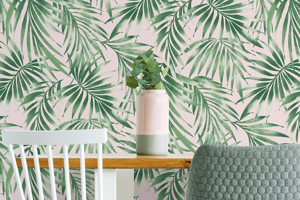 green wallpaper feature wall