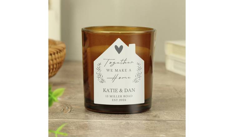 Personalised Message Home Amber Glass Candle - Vanilla