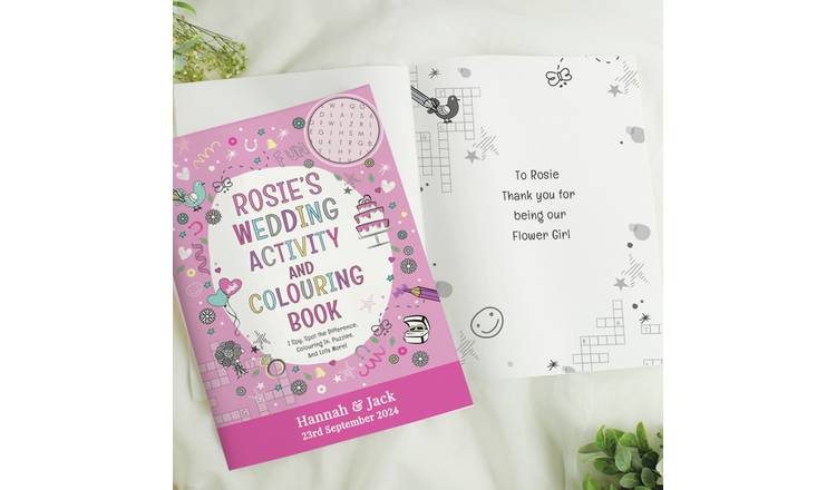 Personalised Message Pink Wedding Activity Book